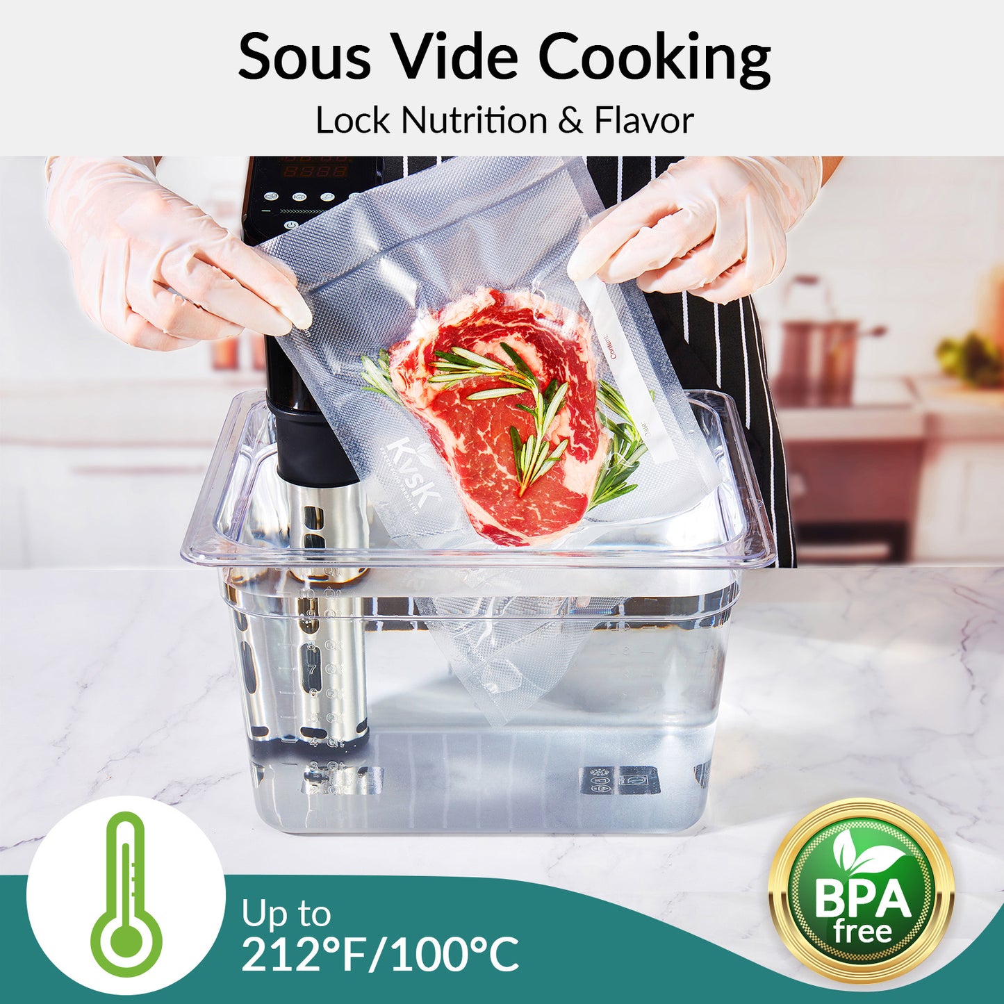 Vacuum Sealer Bags Thick & Tough (3.6 mil + 10 mil) 6X Freshness* 220Count 8 in. x 12 in. | 20 cmx30 cmSeal More, Save More!