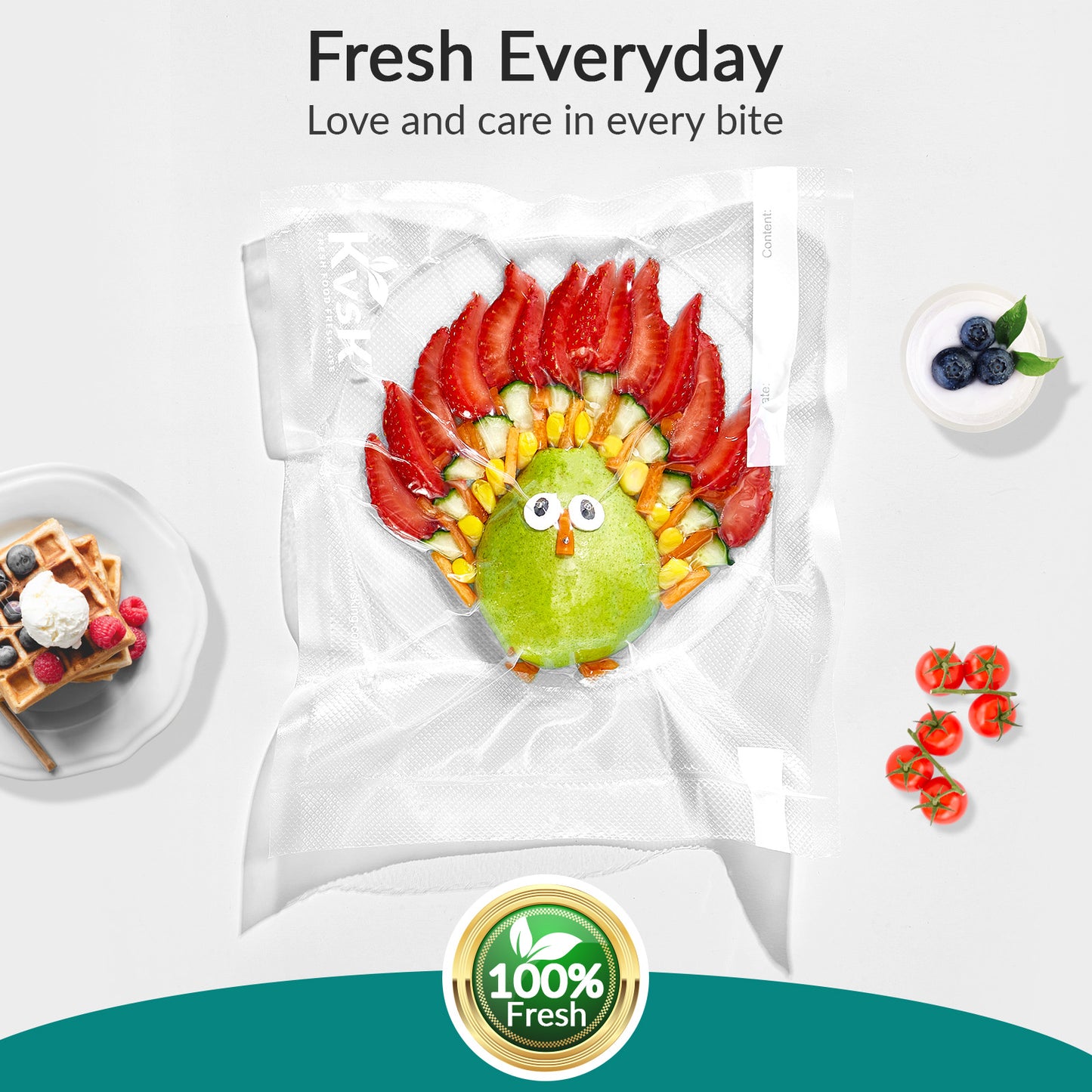 Vacuum Sealer Bags Thick & Tough (3.6 mil + 10 mil) 6X Freshness*  220Count 8 in. x 12 in. | 20 cmx30 cmSeal More, Save More!